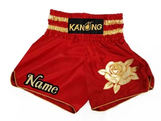 Kanong Customised Red Rose Muay Thai Shorts : KNSCUST-1176